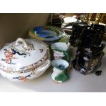 A selection of ceramics and glassware including Grays Pottery plate, character jugs and Jackfield