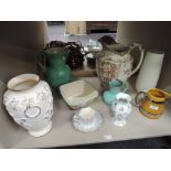 A selection of decorative ceramics including Victorian ewer, Wade jug etc