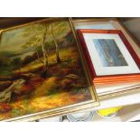 A selection of paintings including oil by W A Wainwright