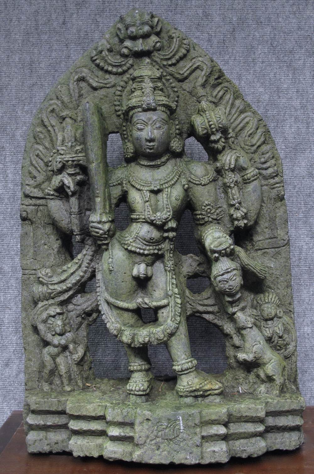 A HOYSALA STELE DEPICTING KHANDOBA Karnataka, Deccan, Southern India, circa 13th century grey