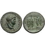 Nero (54-68), Sestertius, Lugdunum, c. AD 66; AE (g 22,64; mm 35; h 7); IMP NERO CAESAR AVG PONT MAX