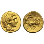Apulia, Hemistater, Tarentum, c. 280 BC; AV (g 4,27; mm 14; h 12); Head of Herakles r., wearing lion