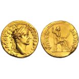 Tiberius (14-37), Aureus, Lugdunum, AD 14-37; AV (g 7,77; mm 19; h 6); TI CAESAR DIVI - AVG F