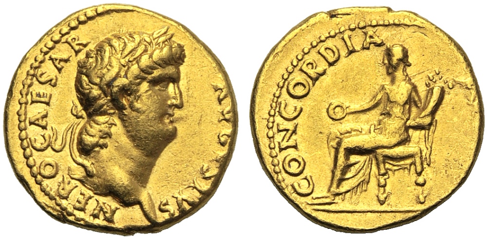 Nero (54-68), Aureus, Rome, c. AD 64-68; AV (g 7,23; mm 18; h 6); NERO CAESAR - AVGVSTVS, laureate