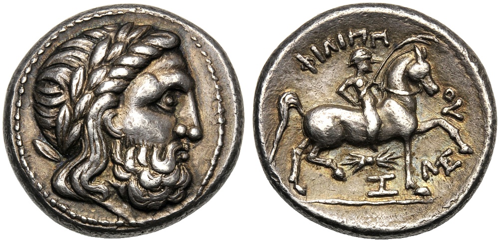 Danube, Tetradrachm, III cent. BC; AR (g 14,44; mm 25; h 12); Laureate head of Zeus r., Rv. ΦIΛIΠΠ-