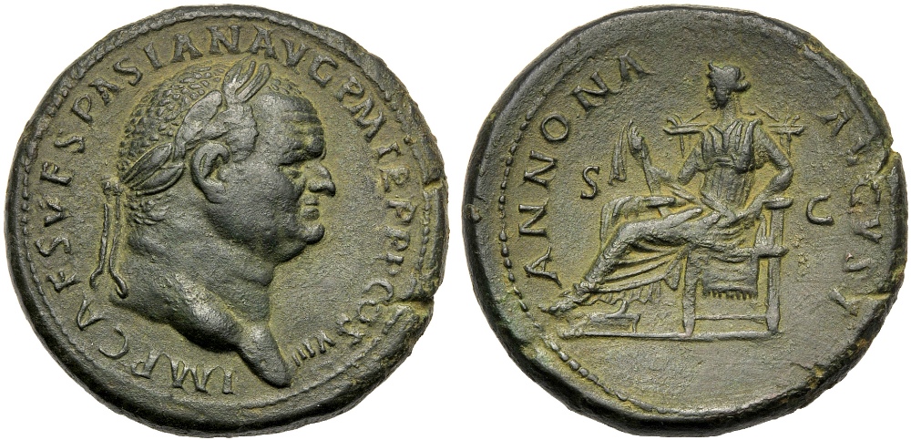 Vespasian (69-79), Sestertius, Rome, AD 77-78; AE (g 26,20; mm 33; h 6); IMP CAES VESPASIAN AVG P