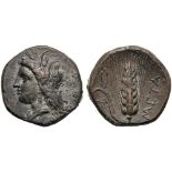 Lucania, Stater, Metapontion, c. 330-290 BC; AR (g 7,69; mm 21; h 12); Head of Demeter l., without