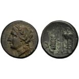 Lucania, Bronze, Metapontion, c. 300-250 BC; AE (g 2,97; mm 16; h 6); Laureate head of Apollo l.,