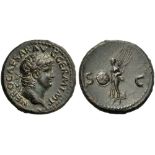 Nero (54-68), As, Rome, c. AD 65; AE (g 13,21; mm 28; h 6); NERO CAESAR AVG GERM IMP, laureate