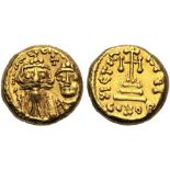 Constans II  with Constantinus IV (641-668), Solidus, Carthage, AD 654-655; AV (g 4,38; mm 12; h 6);