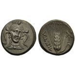 Lucania, Bronze, Metapontion, c. 300-250 BC; AE (g 4,11; mm 17; h 12); Head of Athena three-quarters