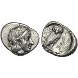 Lucania, Drachm, Velia, c. 465-440 BC; AR (g 3,92; mm 17; h 11); Head of nymph r., wearing hair