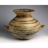 A Daunian bichrome pottery olla 550-400 BC; 30 cm (11,81 in) high; High everted rim, large