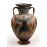 An Etruscan black figured amphora Second half of 6th century BC; 36,3 cm (14,29 in) high; 15,8 cm (