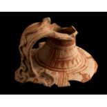 A Greek Late Geometric pottery fragment 8th century BC; 13,2 cm (5,19 in) high; Red painted on a