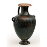 A Gnathian-ware black glazed hydria Mid 4th century BC; 41 cm (16,41 in) high; 13,4 cm (5,27 in)