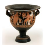 An Apulian red-figured bell krater Mid-4th century BC; 34,5 cm (13,58 in) high; 34 cm (13,38 in)