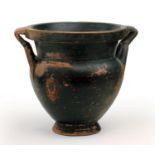 A black glazed column crater Circa 4th century BC; 29 cm (11,41 in) high; 27,5 cm (10,82 in)