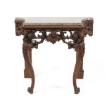 A VICTORIAN CARVED PINE CONSOLE TABLE, o