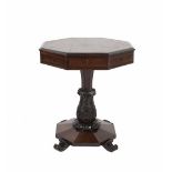 A GEORGE IV ROSEWOOD OCTAGONAL TOP TABLE