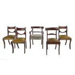 A TRIO OF REGENCY MAHOGANY RAIL BACK DIN