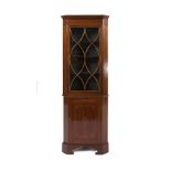 AN EDWARDIAN INLAID MAHOGANY CORNER CABI