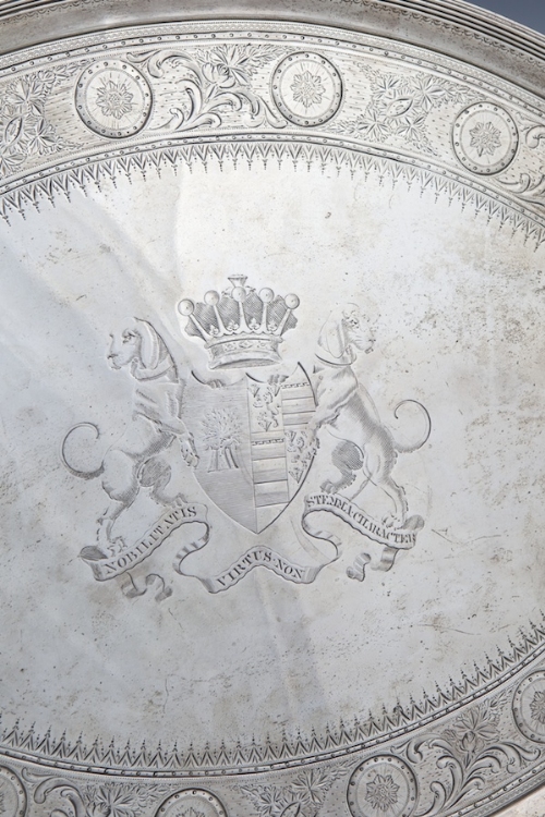 A GEORGE III NEOCLASSICAL OVAL SILVER TR - Image 2 of 3