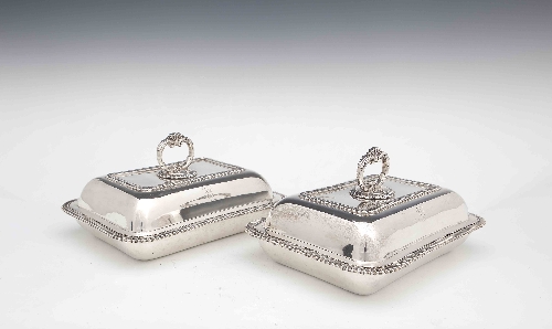 A FINE PAIR OF SILVER ENTREE DISHES AND