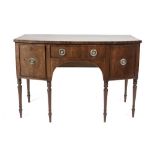 A GEORGE IV MAHOGANY BOWFRONT SIDEBOARD,