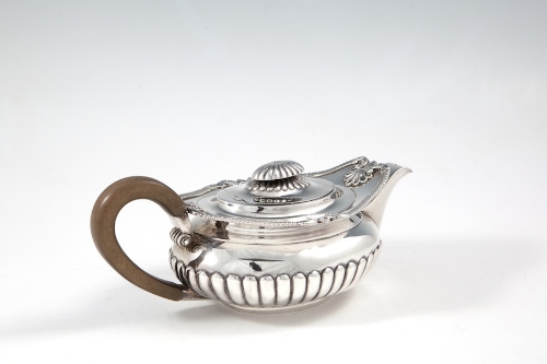 A GEORGE III SILVER OVAL TEAPOT, London - Image 3 of 3