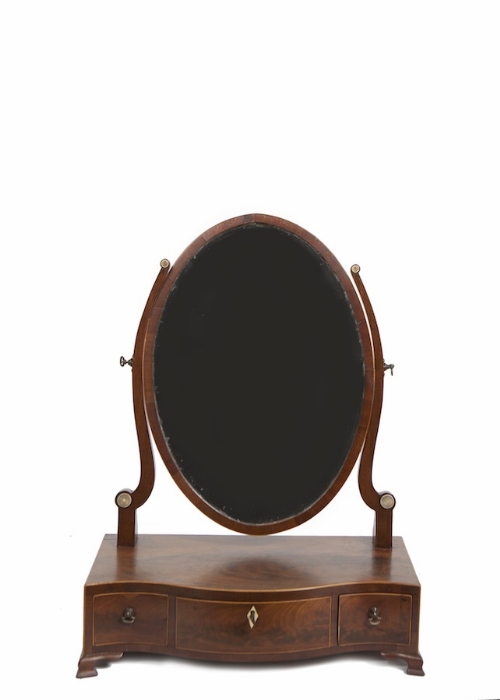 A GEORGE III CRUTCH FRAMED TOILET MIRROR