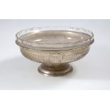 A SILVER CIRCULAR FRUIT BOWL, with opaqu