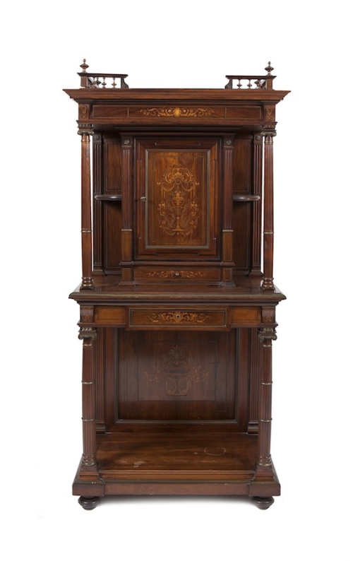 AN EDWARDIAN INLAID ROSEWOOD UPRIGHT SID