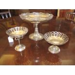 THREE VARIOUS SILVER TAZZAS, Birmingham,