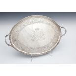 A GEORGE III NEOCLASSICAL OVAL SILVER TR