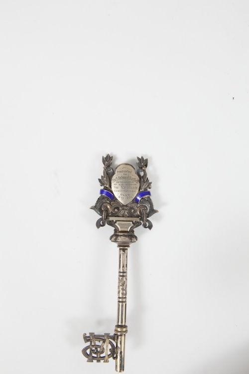 A VICTORIAN SILVER AND ENAMEL PRESENTATI - Image 2 of 2