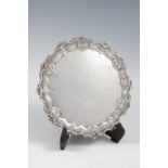 A SHAPED CIRCULAR SILVER SALVER, Sheffie