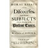 BOYLE, Francis, Viscount Shannon. Moral essays and discourses upon severall subjects chiefly