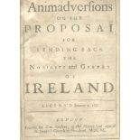 Animadversions on the proposal for sending back the nobility and gentry of Ireland - London: 1690.