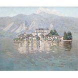 Letitia Marion Hamilton RHA (1878 - 1964)Monastery Isle Lake OrtaOil on canvas, 50 x 61cm (19Î_ x