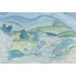Se’n McSweeney HRHA (b.1935) Figure in a Mountainscape with Haystacks Watercolour, 13 x 19cm (5Î_ x