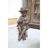 AFTER AUGUSTE MOREAU, 19TH CENTURYA figure of a boy playing a flute, seated on a stoolBronze, 68cm