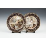 A PAIR OF FRENCH IMPERIAL SEVRES PORCELAIN CABINET PLATES, c.1870, painted with individual