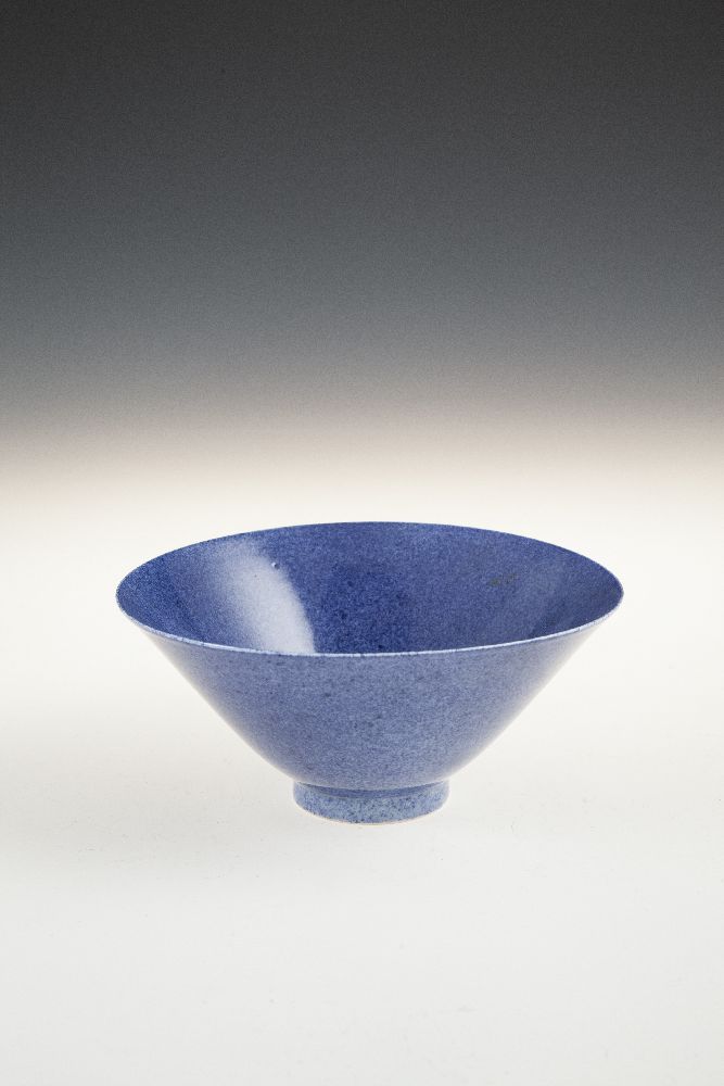 A CHINESE BLUE GROUND MONOCHROME BOWL, 19TH CENTURY, Qing dynasty, of flared circular form,