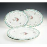 A SET OF FOUR DERBY PORCELAIN MEAT DISHES, EARLY 19TH CENTURY, of oval shape, each painted in the