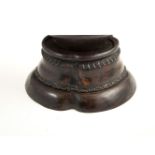 A CHINESE BRONZE CENSOR, of compressed baluster form having twin swing handles and a removable