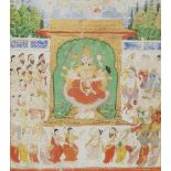 AN 18TH CENTURY EAST INDIAN DEPICTION OF THE FESTIVAL OF THE HINDU GODDESS DURGAGouache and gold
