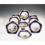 A FINE DAVENPORT 'LANDSCAPE' DESSERT SERVICE, c.1840, comprising 12 side plates, two large tazza and