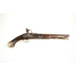 A GEORGE III FLINTLOCK LONG BARREL CAVALRY PISTOL, with Tower marks, with a removeable ramrod, fully