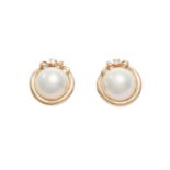 A pair of diamond and mabé pearl earrings, each composed of a single mabé pearl to centre, approx.